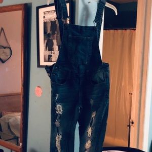 Blue jean overalls